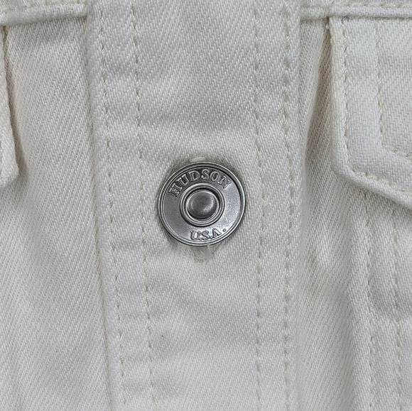 NWT Hudson Women's Cut In Denim Dress Button Down White Sleeveless Knee Length L - Picture 9 of 10
